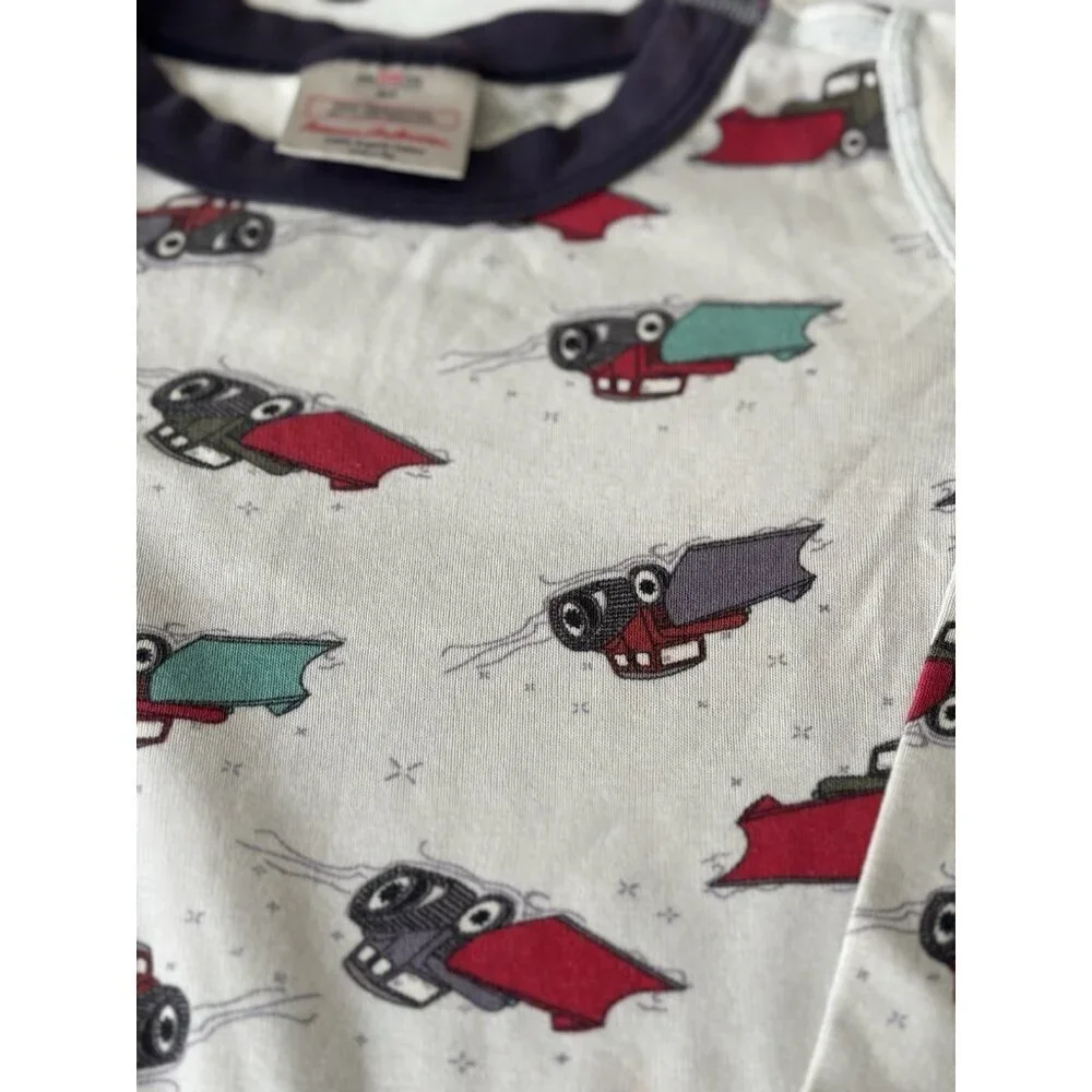 Hanna Andersson 100% Organic Cotton‎ Long John Kids Snow Plow Winter Pajamas 4T